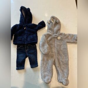 Carter's Navy Coat. Grey One Piece and Jeans